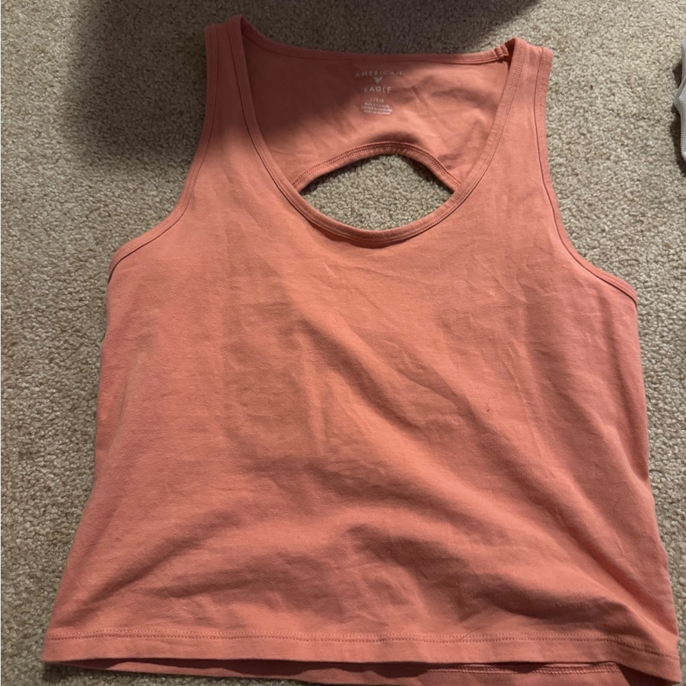 American Eagle Outfitters Orange Pink Sleeveless Crop Tank Top